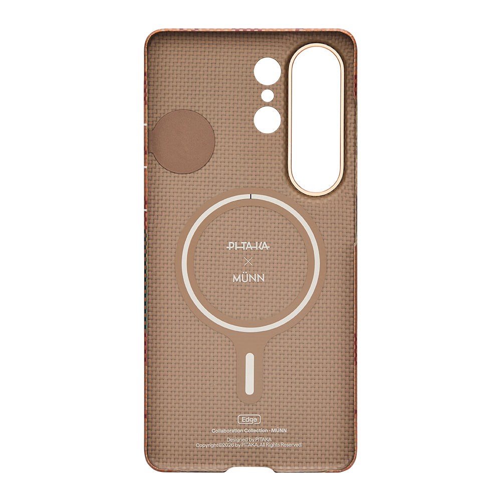 __vg|Kahverengi|8|741654369661-09|Galaxy S26 Ultra Kılıf M-safe Şarj Özellikli Aramid Karbon Fiber Pitaka Flora in Grid Serisi Kapak