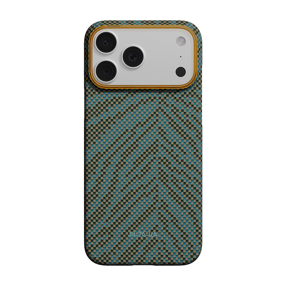 __vg|Yeşil|0|741654370476-01|Apple iPhone 17 Pro Kılıf M-safe Şarj Özellikli Aramid Karbon Fiber Pitaka Breath of Veins Serisi Kapak