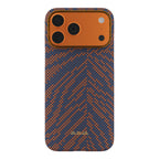 __vg|Turuncu-Lacivert|0|741654370483-01|Apple iPhone 17 Pro Max Kılıf MagSafe Şarj Özellikli Aramid Karbon Fiber Pitaka Breath of Veins Serisi Kapak