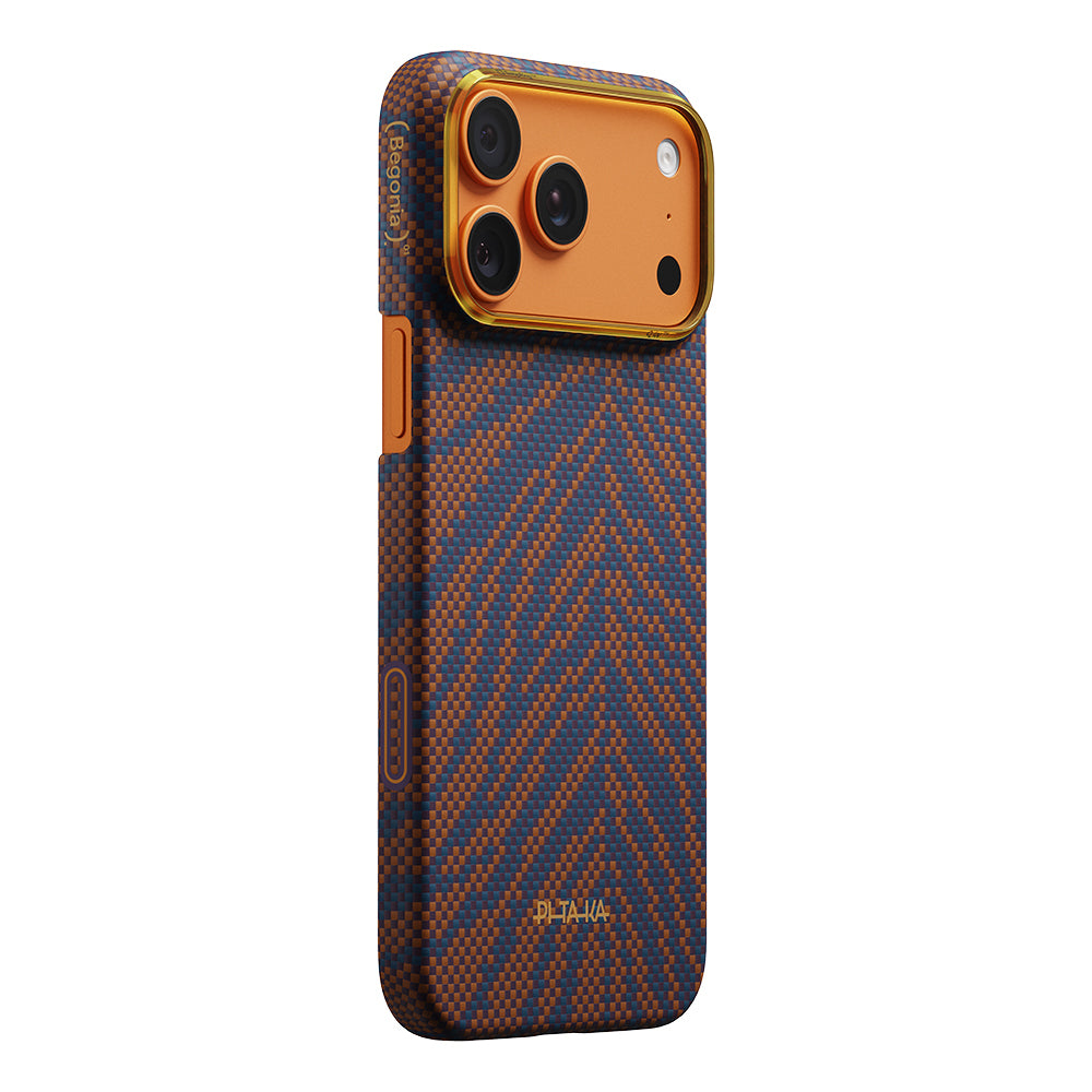 __vg|Turuncu-Lacivert|1|741654370483-02|Apple iPhone 17 Pro Max Kılıf M-safe Şarj Özellikli Aramid Karbon Fiber Pitaka Breath of Veins Serisi Kapak
