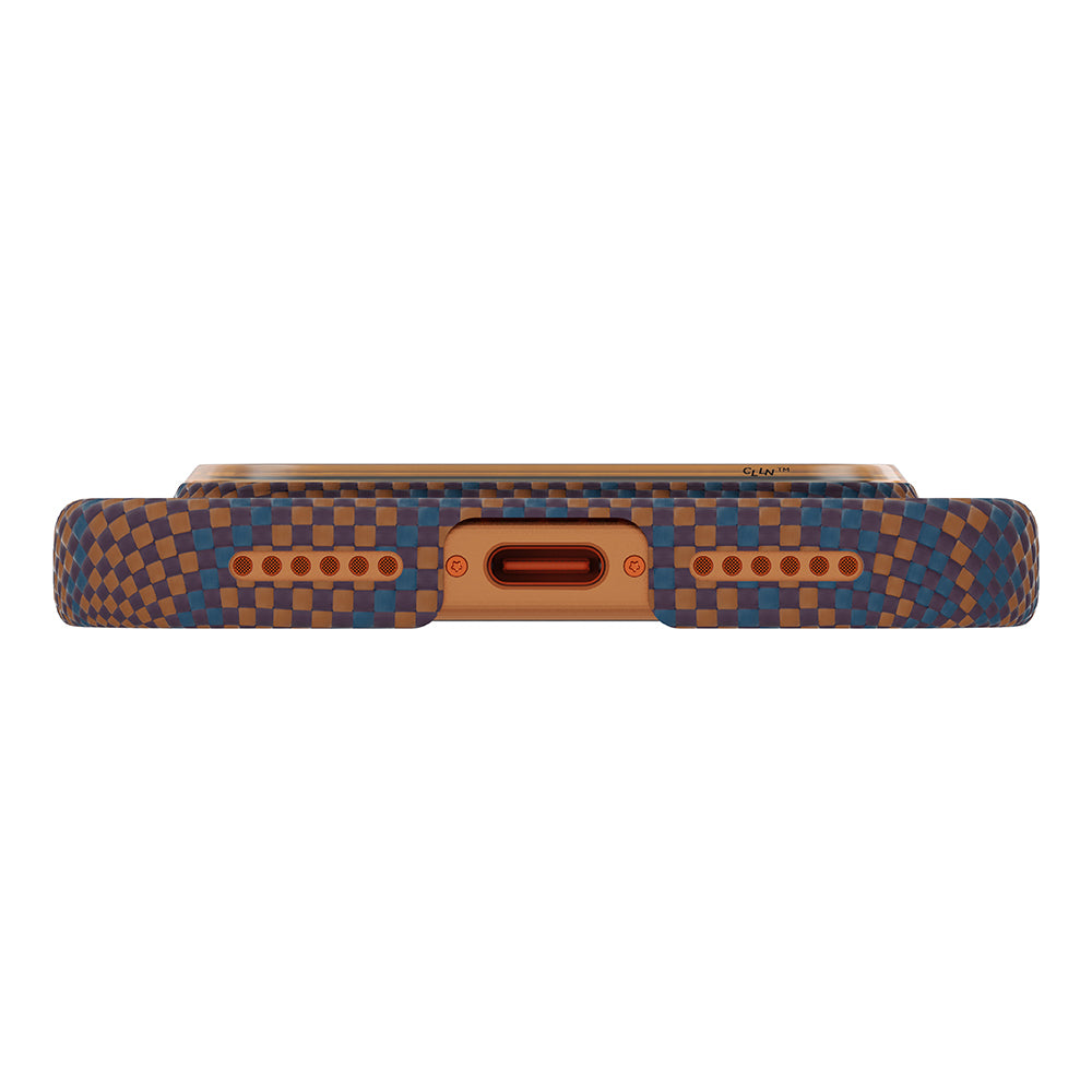 __vg|Turuncu-Lacivert|3|741654370483-04|Apple iPhone 17 Pro Max Kılıf M-safe Şarj Özellikli Aramid Karbon Fiber Pitaka Breath of Veins Serisi Kapak