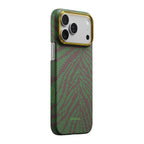 __vg|Yeşil-Mor|1|741654370490-02|Apple iPhone 17 Pro Max Kılıf MagSafe Şarj Özellikli Aramid Karbon Fiber Pitaka Breath of Veins Serisi Kapak