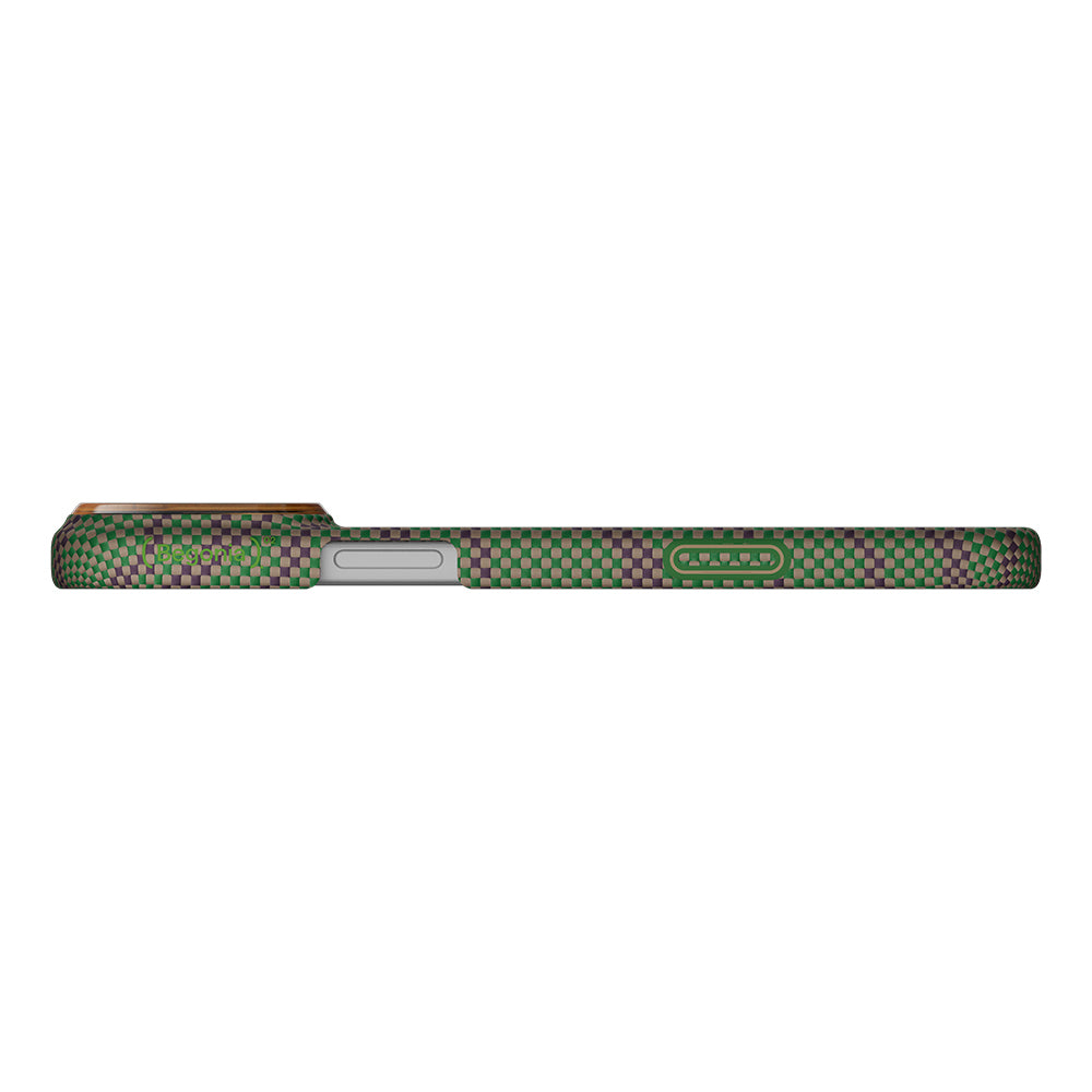 __vg|Yeşil-Mor|4|741654370490-05|Apple iPhone 17 Pro Max Kılıf MagSafe Şarj Özellikli Aramid Karbon Fiber Pitaka Breath of Veins Serisi Kapak
