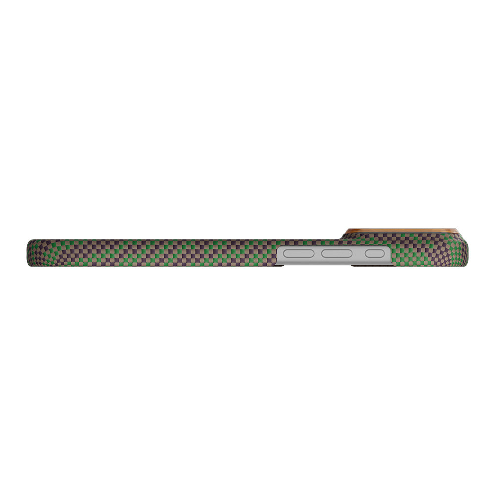 __vg|Yeşil-Mor|5|741654370490-06|Apple iPhone 17 Pro Max Kılıf MagSafe Şarj Özellikli Aramid Karbon Fiber Pitaka Breath of Veins Serisi Kapak