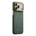 __vg|Yeşil|1|741654370506-02|Apple iPhone 17 Pro Max Kılıf MagSafe Şarj Özellikli Aramid Karbon Fiber Pitaka Breath of Veins Serisi Kapak