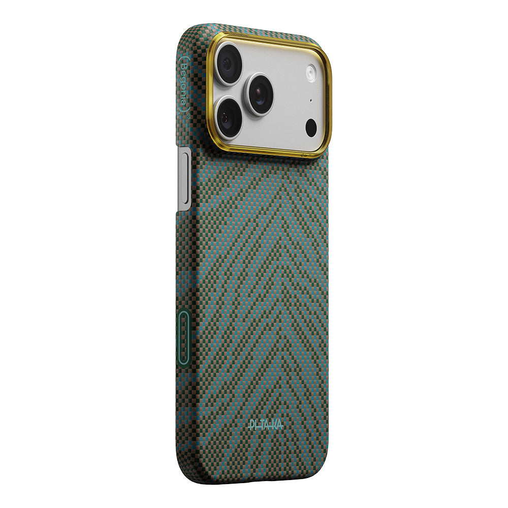 __vg|Yeşil|1|741654370506-02|Apple iPhone 17 Pro Max Kılıf MagSafe Şarj Özellikli Aramid Karbon Fiber Pitaka Breath of Veins Serisi Kapak