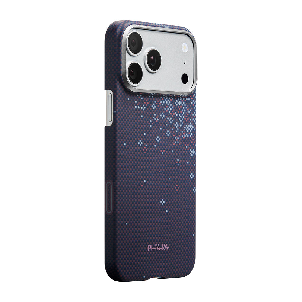 __vg|Mor|1|741654370698-02|Apple iPhone 17 Pro Max Kılıf MagSafe Şarj Özellikli Aramid Karbon Fiber Pitaka Sakura Hours Serisi Kapak