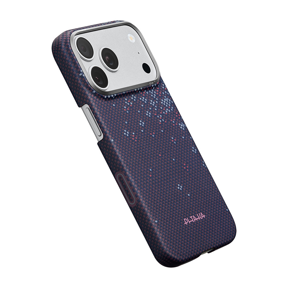 __vg|Mor|3|741654370698-04|Apple iPhone 17 Pro Max Kılıf MagSafe Şarj Özellikli Aramid Karbon Fiber Pitaka Sakura Hours Serisi Kapak