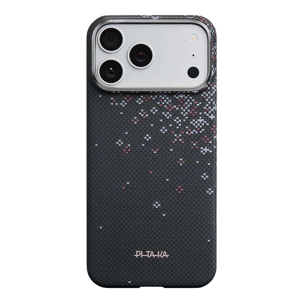 __vg|Siyah|0|741654370711-01|Apple iPhone 17 Pro Max Kılıf M-safe Şarj Özellikli Aramid Karbon Fiber Pitaka Sakura Hours Serisi Kapak