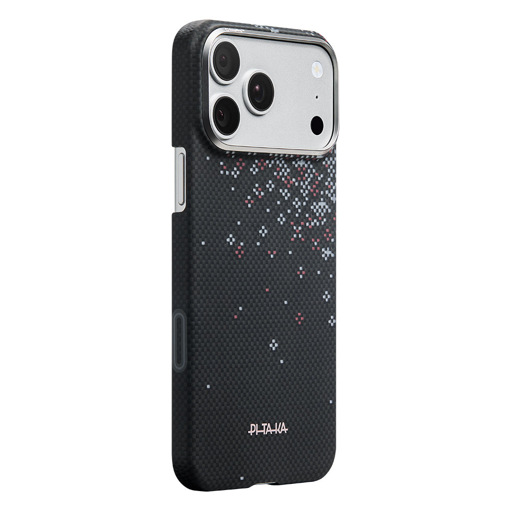 __vg|Siyah|1|741654370711-02|Apple iPhone 17 Pro Max Kılıf MagSafe Şarj Özellikli Aramid Karbon Fiber Pitaka Sakura Hours Serisi Kapak