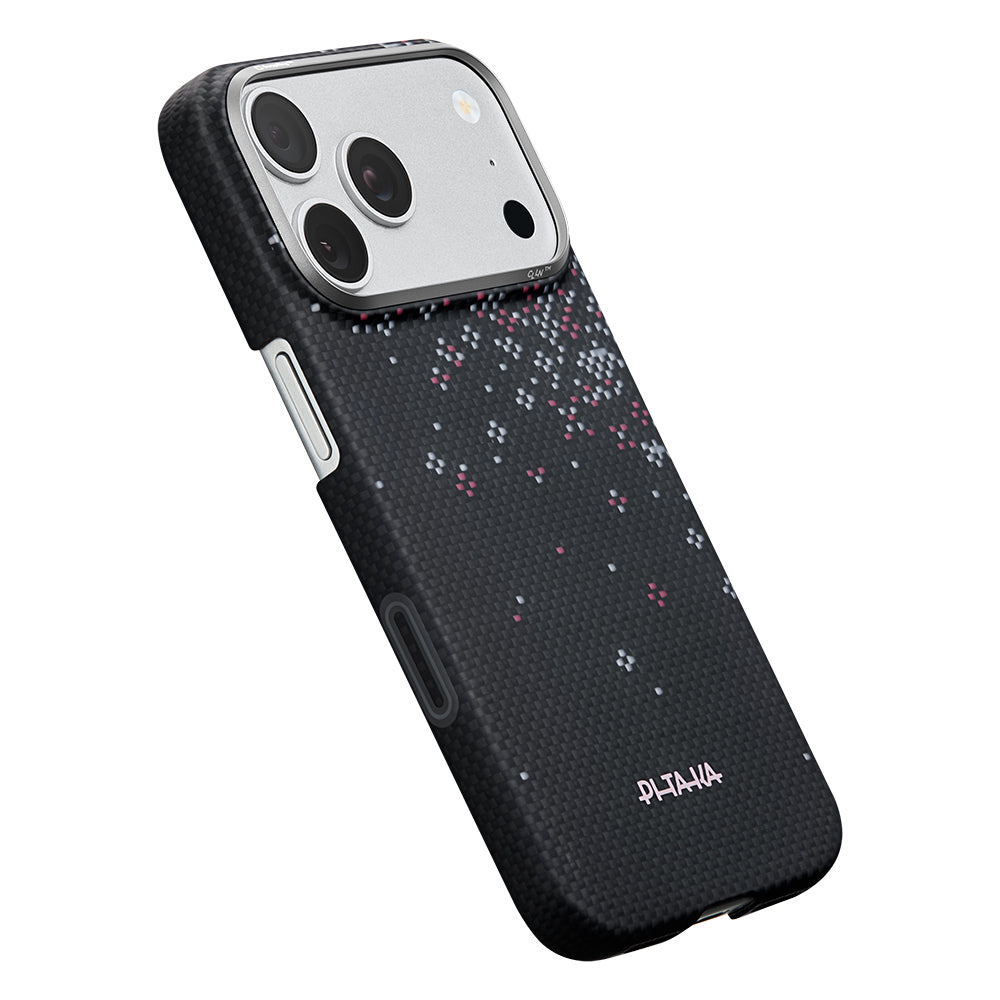 __vg|Siyah|2|741654370711-03|Apple iPhone 17 Pro Max Kılıf MagSafe Şarj Özellikli Aramid Karbon Fiber Pitaka Sakura Hours Serisi Kapak