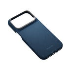 Apple iPhone 18 Pro Kılıf MagSafe Şarj Özellikli Aramid Karbon Fiber Pitaka Argyle Serisi Kapak - Lacivert