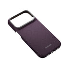 Apple iPhone 18 Pro Max Kılıf MagSafe Şarj Özellikli Aramid Karbon Fiber Pitaka Weaving Serisi Kapak - Mor