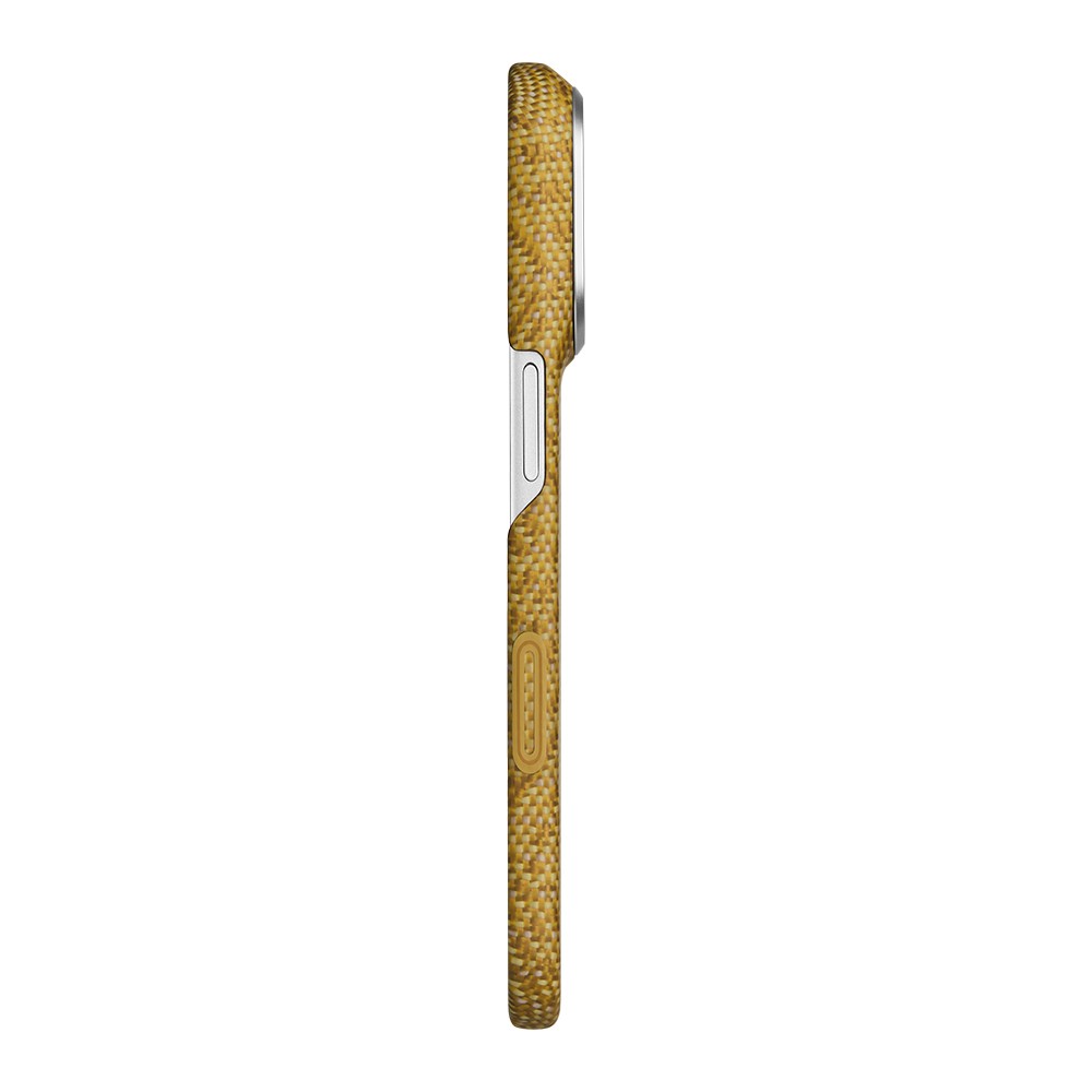 Apple iPhone 18 Pro Max Kılıf MagSafe Şarj Özellikli Aramid Karbon Fiber Pitaka Wind Over Wheat Serisi Kapak - Gold