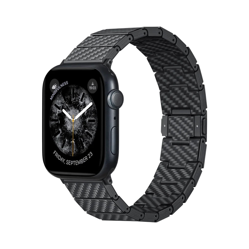 __vg|Siyah-Gri|0|7493554151060-01|Apple Watch Serisi Uyumlu Karbon Fiber Pitaka Modern Serisi Black-Grey Twill Universal Kordon