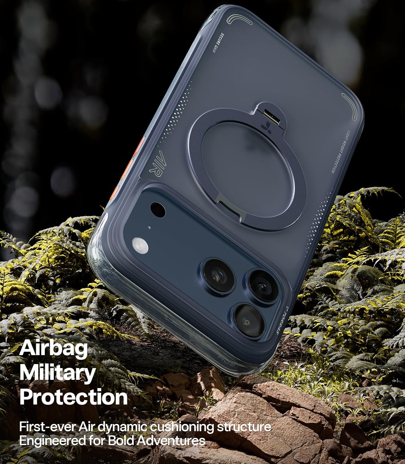 TORRAS Ostand Q3 Air iPhone 17 Pro için Kılıf 6,3 inç Daha Güçlü Manyetik Standlı, Magsafe için Uygun, Hava Yastıkları Askeri Koruma, iPhone 17 Pro Kılıfı için Kamera Kontrolü, Darbeye Dayanıklı ve