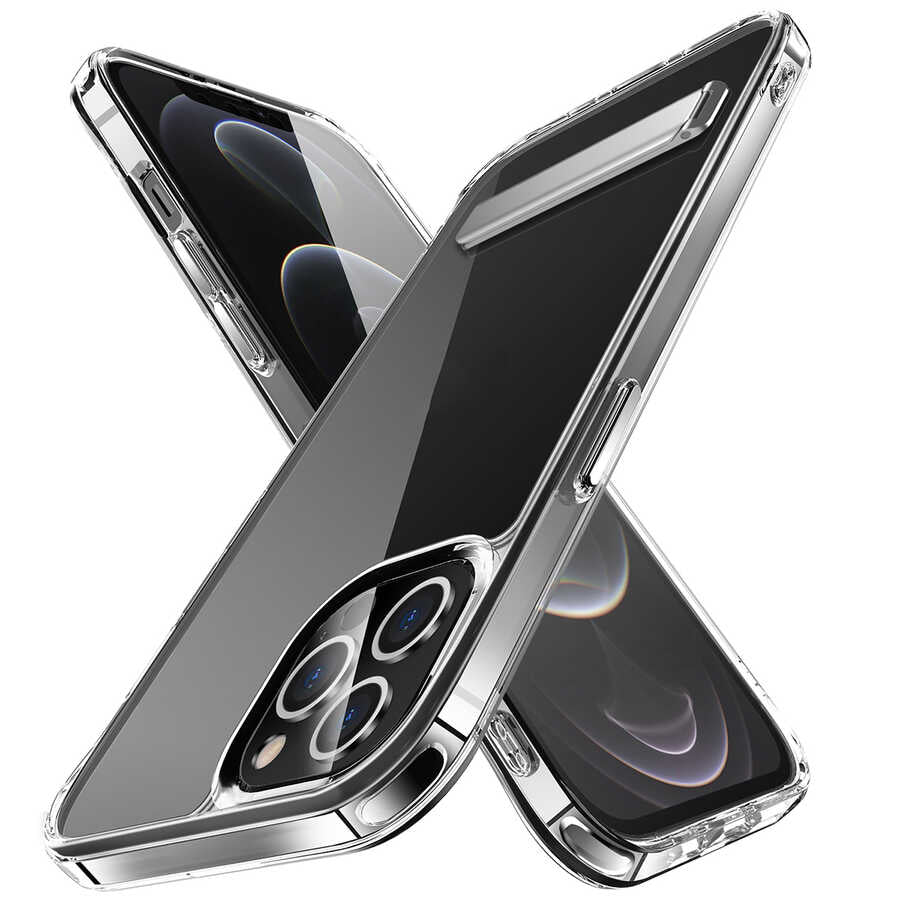 __vg|Renksiz|0|8680436601518-01|Apple iPhone 14 Pro Max Kılıf Standlı Şeffaf Silikon Gordonix L-Stand Kapak