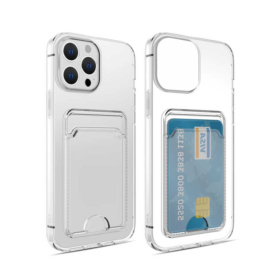 __vg|Renksiz|0|8680436601570-01|Apple iPhone 14 Pro Max Kılıf Kartlıklı Şeffaf Gordonix Setra Clear Silikon Kapak