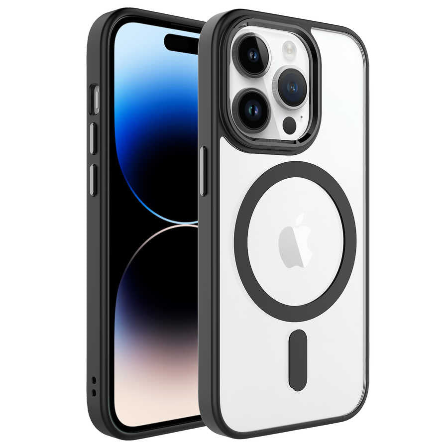 __vg|Siyah|0|8680436612118-01|Apple iPhone 14 Pro Max Kılıf Wireless Şarj Özellikli Gordonix Krom MagSafe Silikon Kapak