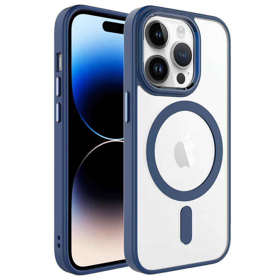 __vg|Lacivert|0|8680436612125-01|Apple iPhone 14 Pro Max Kılıf Wireless Şarj Özellikli Gordonix Krom MagSafe Silikon Kapak