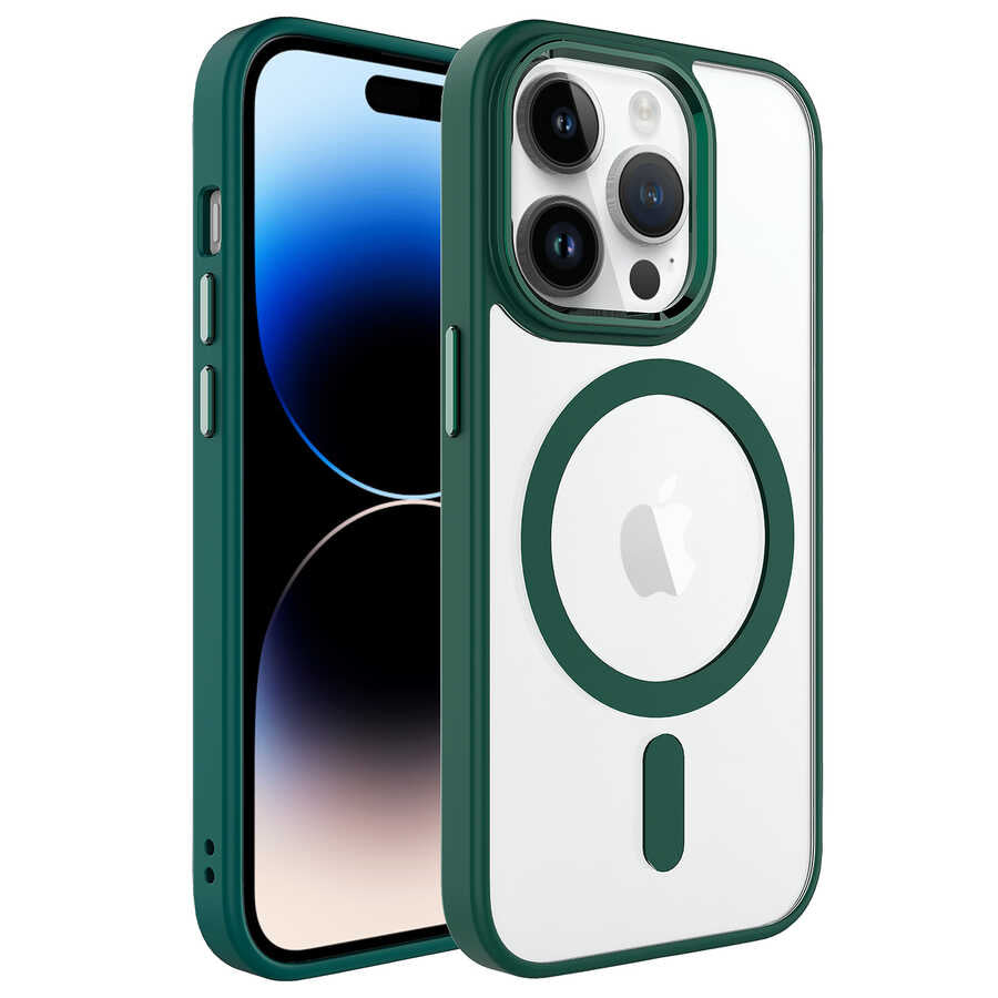 __vg|Koyu Yeşil|0|8680436612132-01|Apple iPhone 14 Pro Max Kılıf Wireless Şarj Özellikli Gordonix Krom MagSafe Silikon Kapak