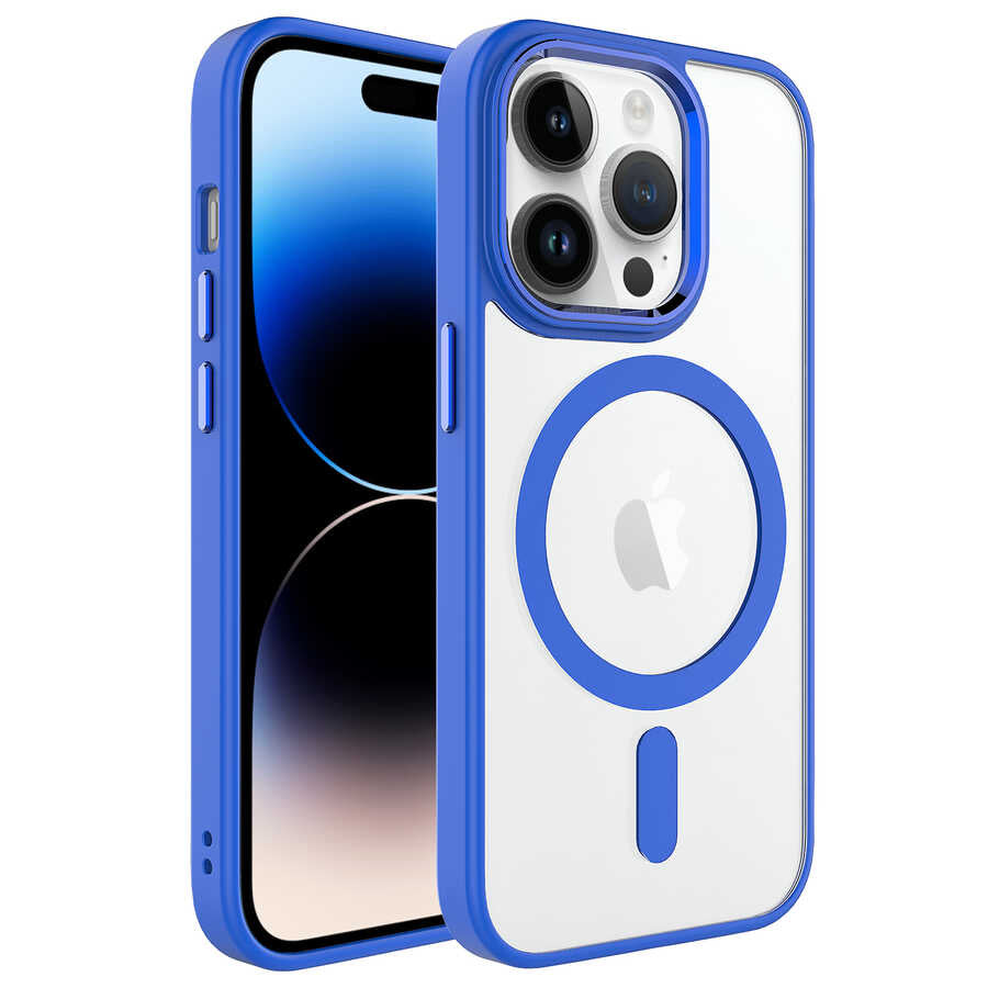__vg|Mavi|0|8680436612149-01|Apple iPhone 14 Pro Max Kılıf Wireless Şarj Özellikli Gordonix Krom MagSafe Silikon Kapak