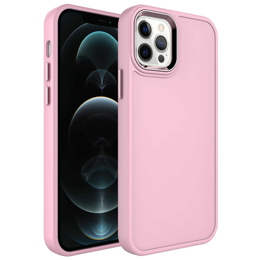 __vg|Pembe Açık|0|8680436622520-01|Apple iPhone 14 Pro Max Kılıf Metal Çerçeve ve Buton Tasarımlı Sert Gordonix Botox Kapak