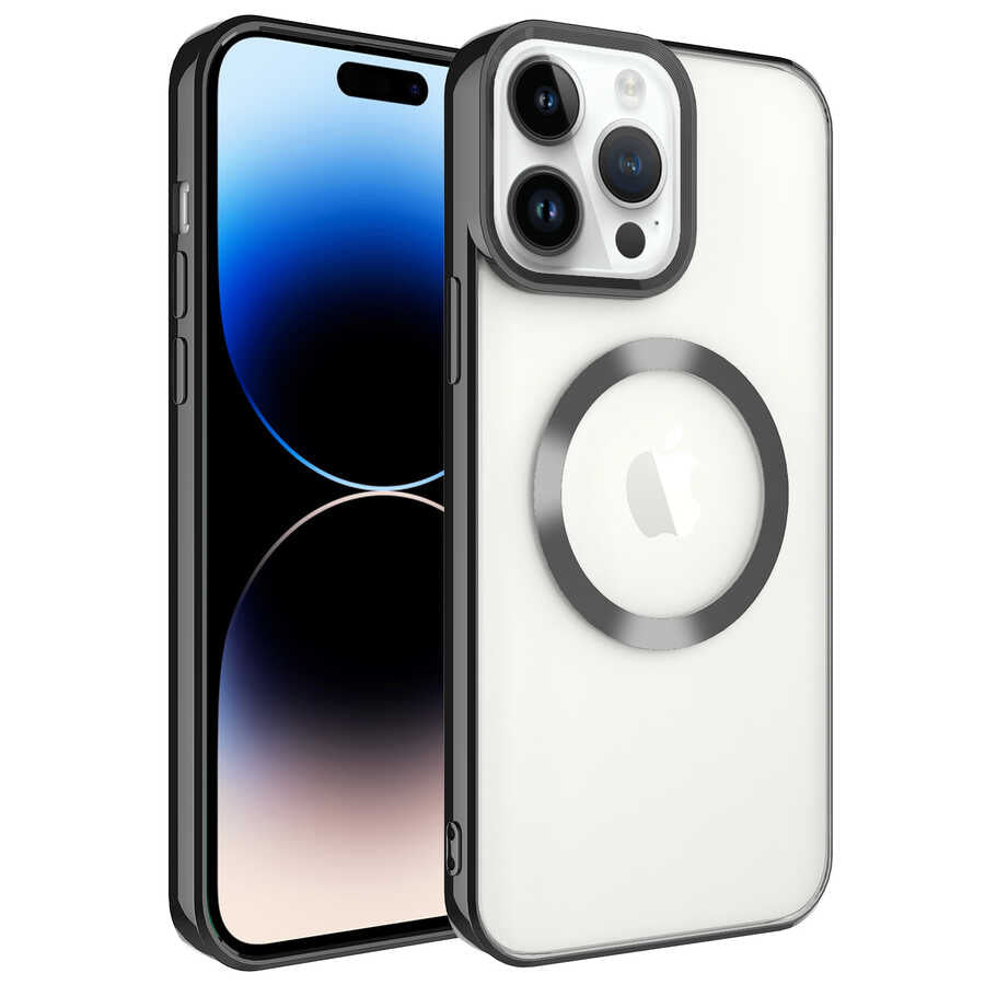 __vg|Siyah|0|8680436625705-01|Apple iPhone 14 Pro Max Kılıf MagSafe Wireless Şarj Özellikli Gordonix Setro Silikon