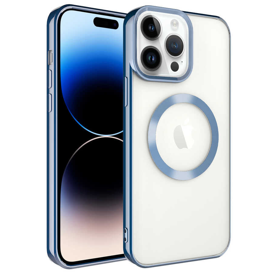 __vg|Mavi|0|8680436625712-01|Apple iPhone 14 Pro Max Kılıf MagSafe Wireless Şarj Özellikli Gordonix Setro Silikon