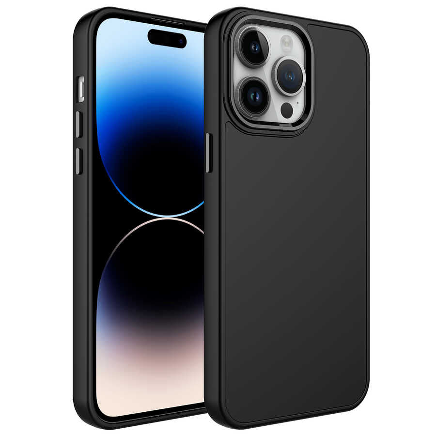 __vg|Siyah|0|8680436631997-01|Apple iPhone 14 Pro Max Kılıf Metal Çerçeve ve Buton Tasarımlı Silikon Gordonix Luna Kapak