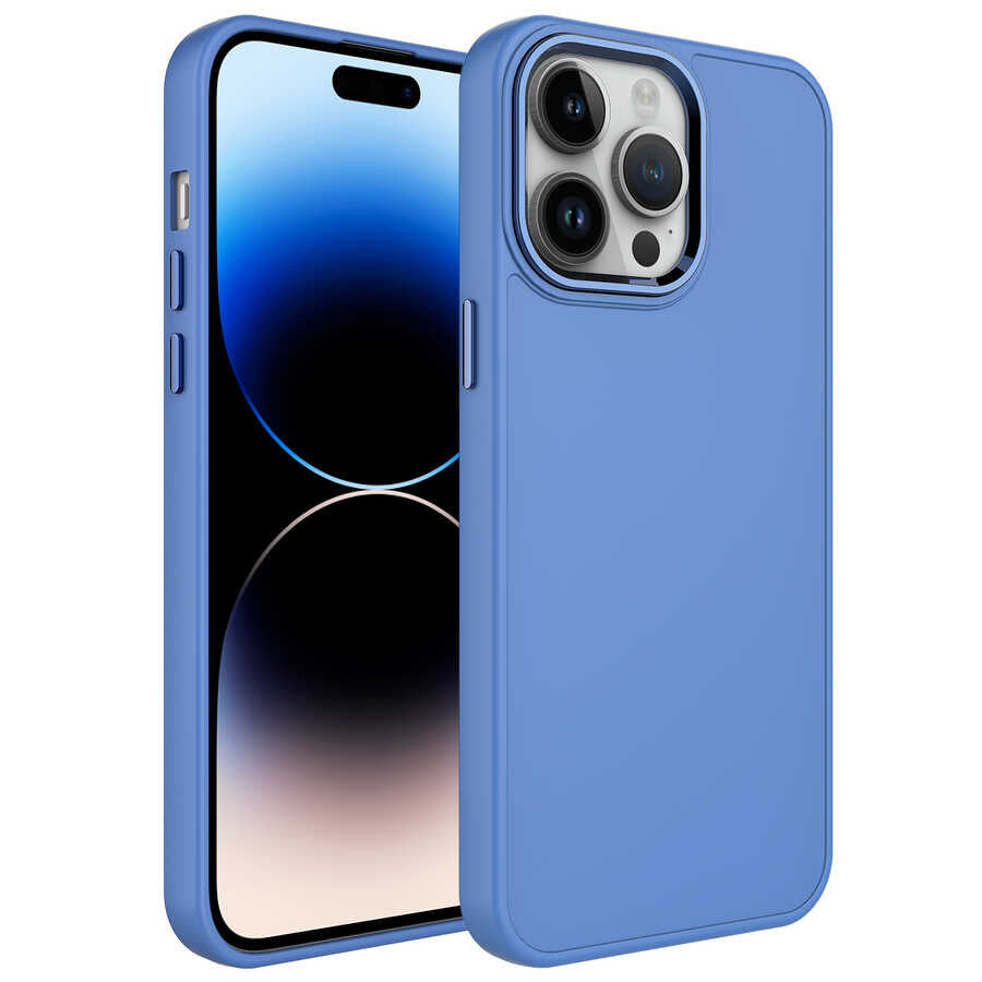 __vg|Lavendery Gray|0|8680436632055-01|Apple iPhone 14 Pro Max Kılıf Metal Çerçeve ve Buton Tasarımlı Silikon Gordonix Luna Kapak