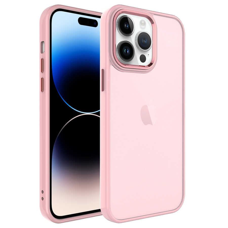 __vg|Pembe Açık|0|8680436636244-01|Apple iPhone 14 Pro Max Kılıf Buzlu Sert PC Gordonix May Kapak
