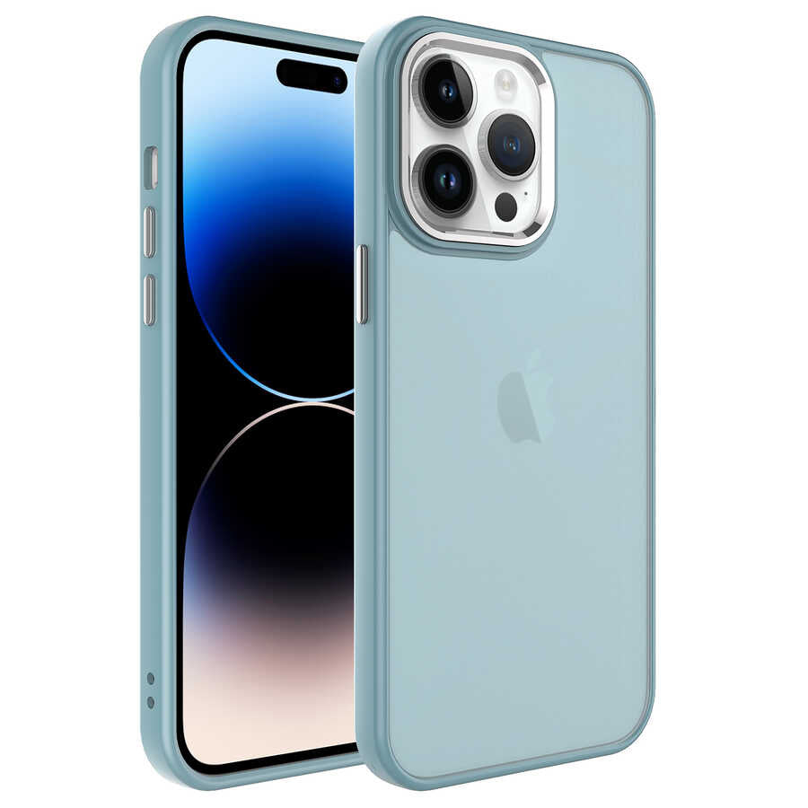 __vg|Mavi|0|8680436636275-01|Apple iPhone 14 Pro Max Kılıf Buzlu Sert PC Gordonix May Kapak