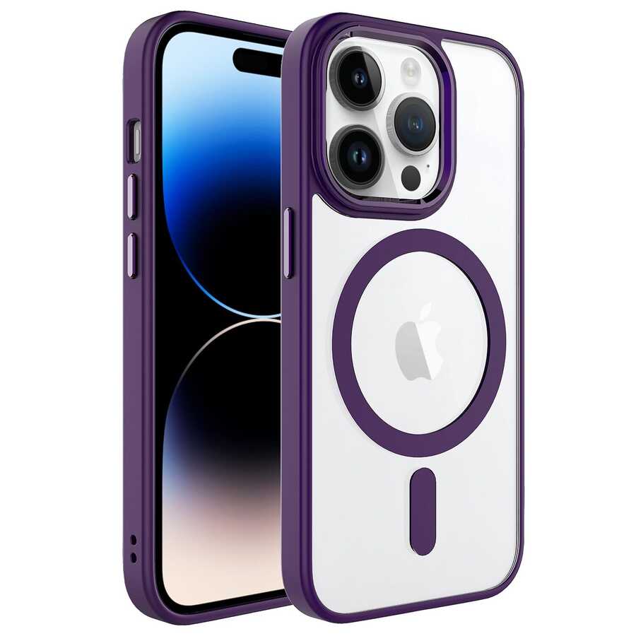 __vg|Derin Mor|0|8680436640319-01|Apple iPhone 14 Pro Max Kılıf Wireless Şarj Özellikli Gordonix Krom MagSafe Silikon Kapak