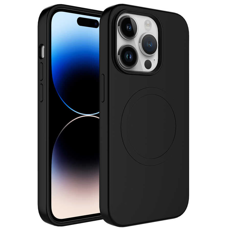 __vg|Siyah|0|8680436640869-01|Apple iPhone 14 Pro Max Kılıf MagSafe Wireless Şarj Özellikli Pastel Renk Silikon Gordonix Plas Kapak