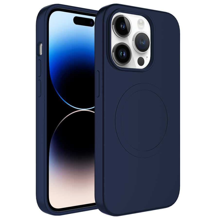 __vg|Lacivert|0|8680436640876-01|Apple iPhone 14 Pro Max Kılıf MagSafe Wireless Şarj Özellikli Pastel Renk Silikon Gordonix Plas Kapak