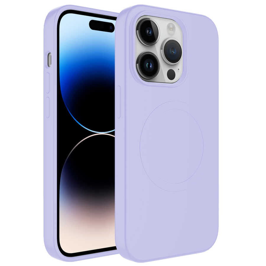 __vg|Lila|0|8680436640883-01|Apple iPhone 14 Pro Max Kılıf MagSafe Wireless Şarj Özellikli Pastel Renk Silikon Gordonix Plas Kapak