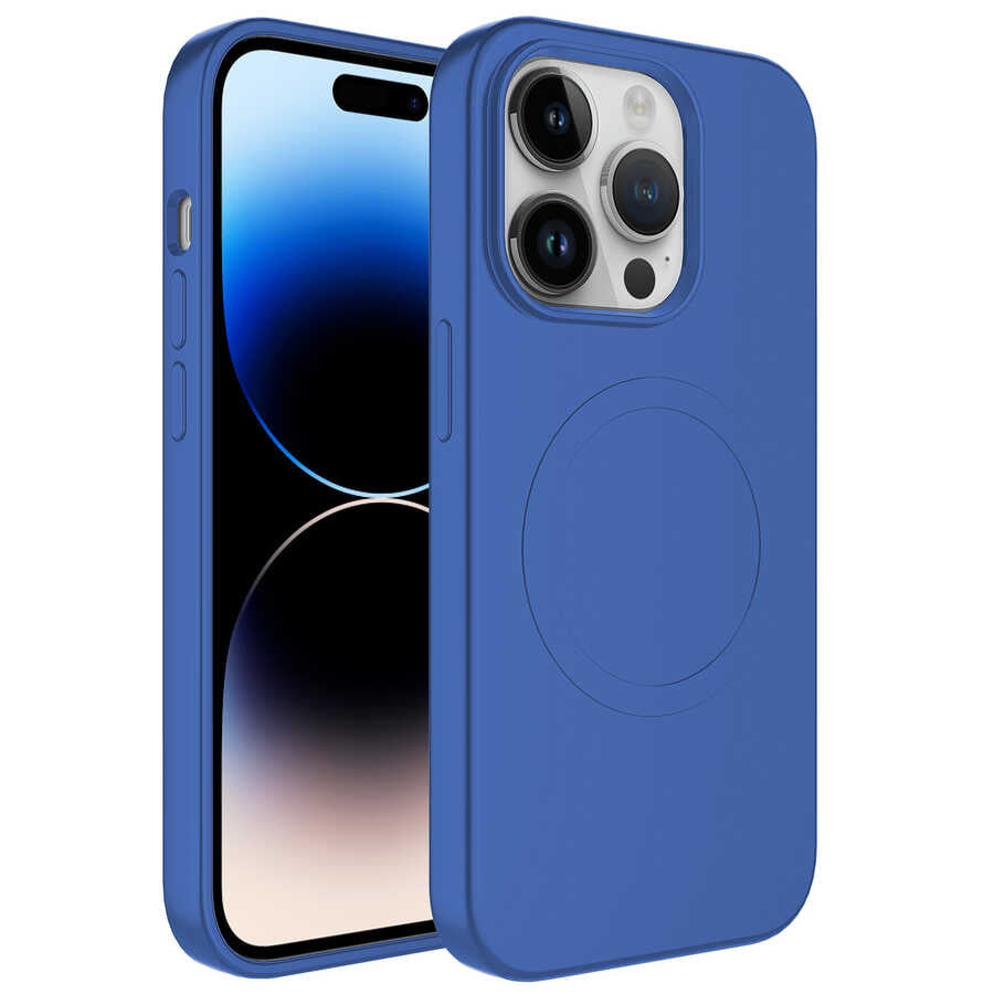 __vg|Mavi|0|8680436640890-01|Apple iPhone 14 Pro Max Kılıf MagSafe Wireless Şarj Özellikli Pastel Renk Silikon Gordonix Plas Kapak
