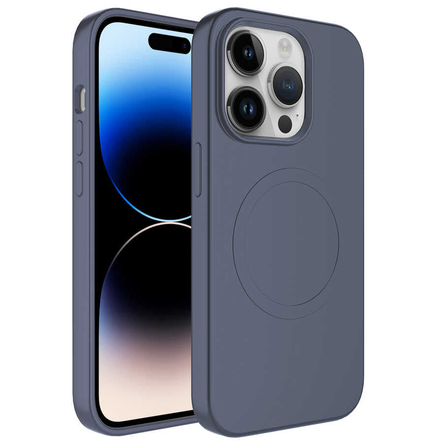 __vg|Lavendery Gray|0|8680436640951-01|Apple iPhone 14 Pro Max Kılıf MagSafe Wireless Şarj Özellikli Pastel Renk Silikon Gordonix Plas Kapak