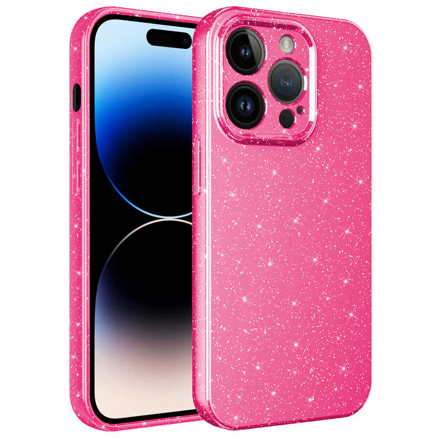 __vg|Pembe Koyu|0|8680436643600-01|Apple iPhone 14 Pro Max Kılıf Kamera Korumalı Simli Lüks Gordonix Koton Kapak