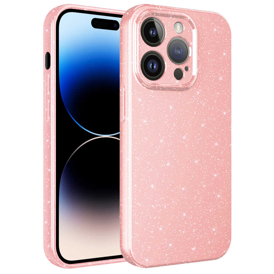 __vg|Pembe|0|8680436643624-01|Apple iPhone 14 Pro Max Kılıf Kamera Korumalı Simli Lüks Gordonix Koton Kapak