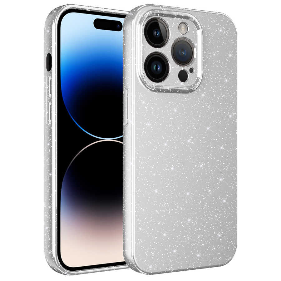 __vg|Beyaz|0|8680436643679-01|Apple iPhone 14 Pro Max Kılıf Kamera Korumalı Simli Lüks Gordonix Koton Kapak