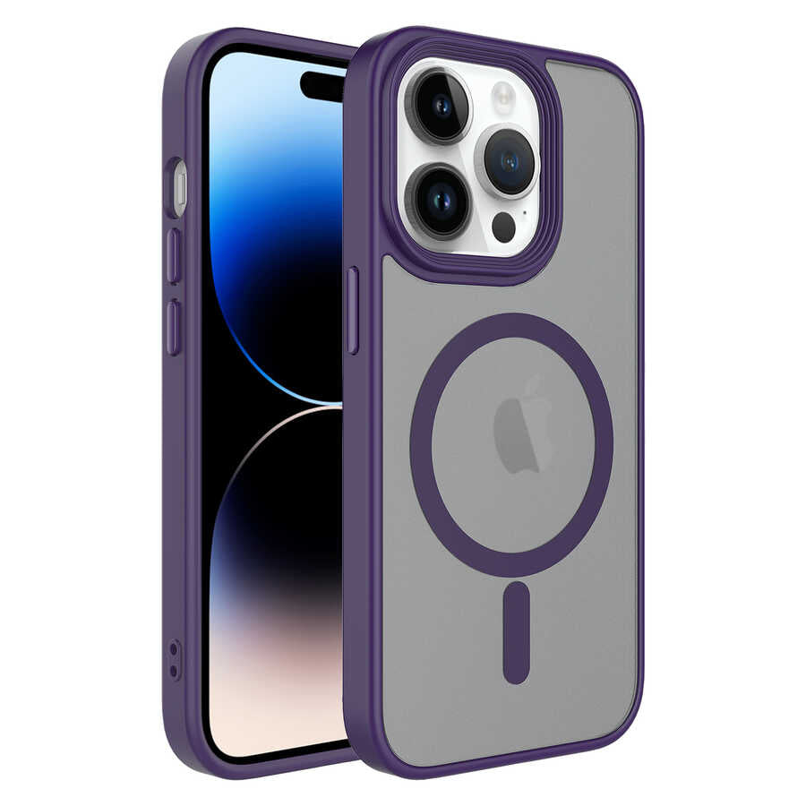 __vg|Derin Mor|0|8680436648834-01|Apple iPhone 14 Pro Max Kılıf Mat Arka Yüzey Wireless Şarj Özellikli Gordonix Flet MagSafe Kapak