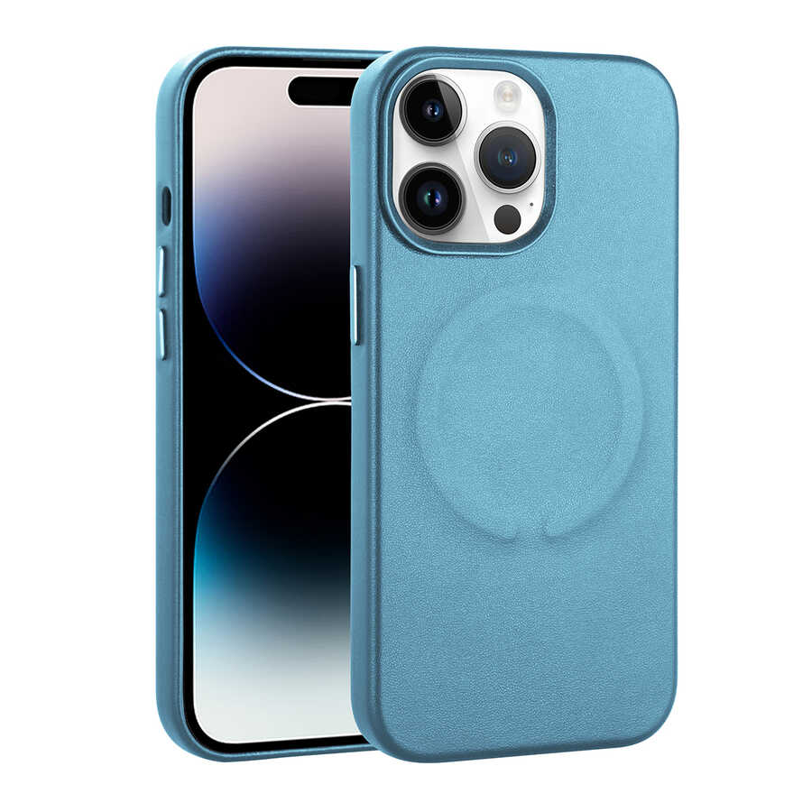 __vg|Mavi|0|8680436654637-01|Apple iPhone 14 Pro Max Kılıf PU Deri MagSafe Wireless Şarj Özellikli Gordonix Derix Kapak