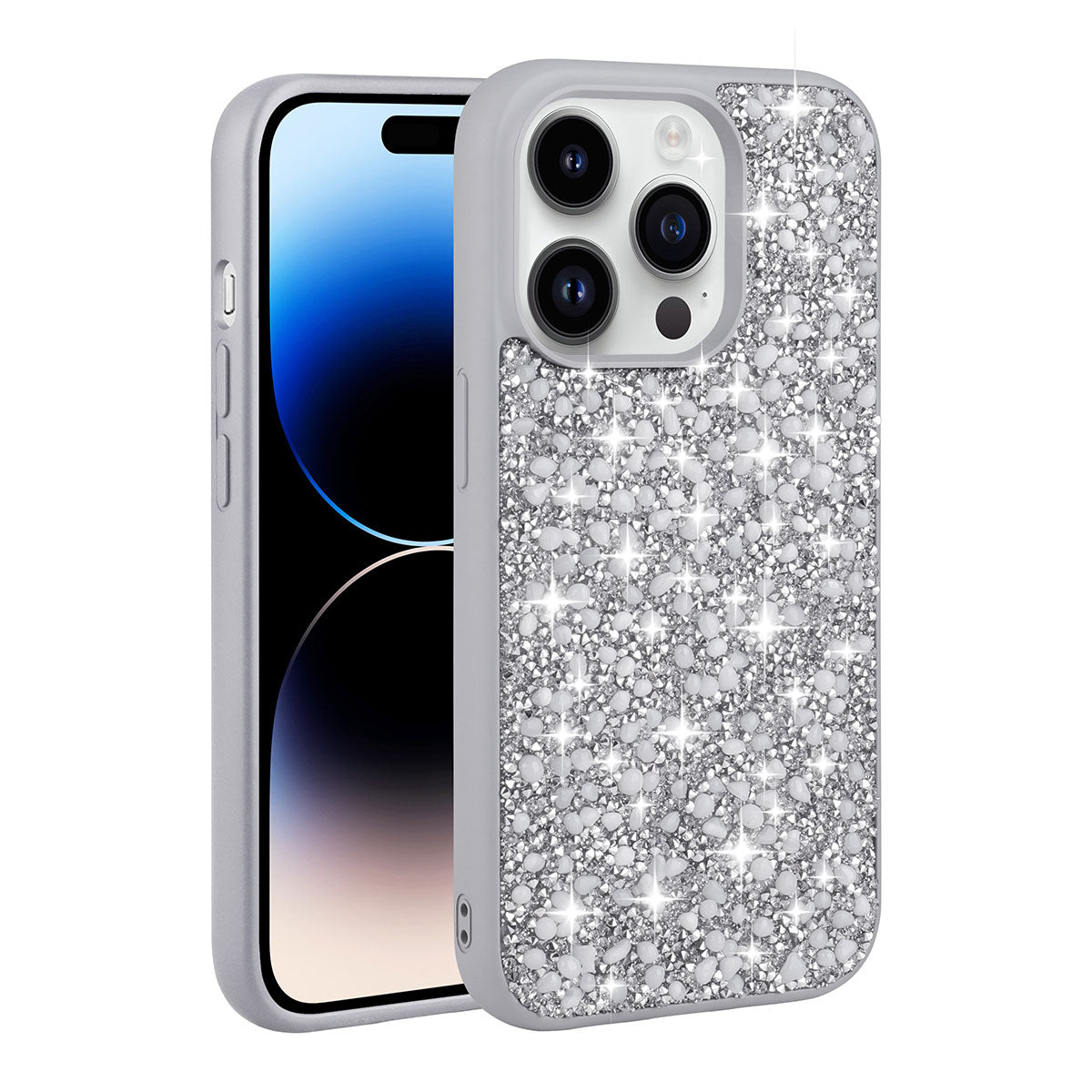 __vg|Gümüş|0|8680436698594-01|Apple iPhone 14 Pro Max Kılıf Parlak Taşlı Tasarım Gordonix Linea Kapak