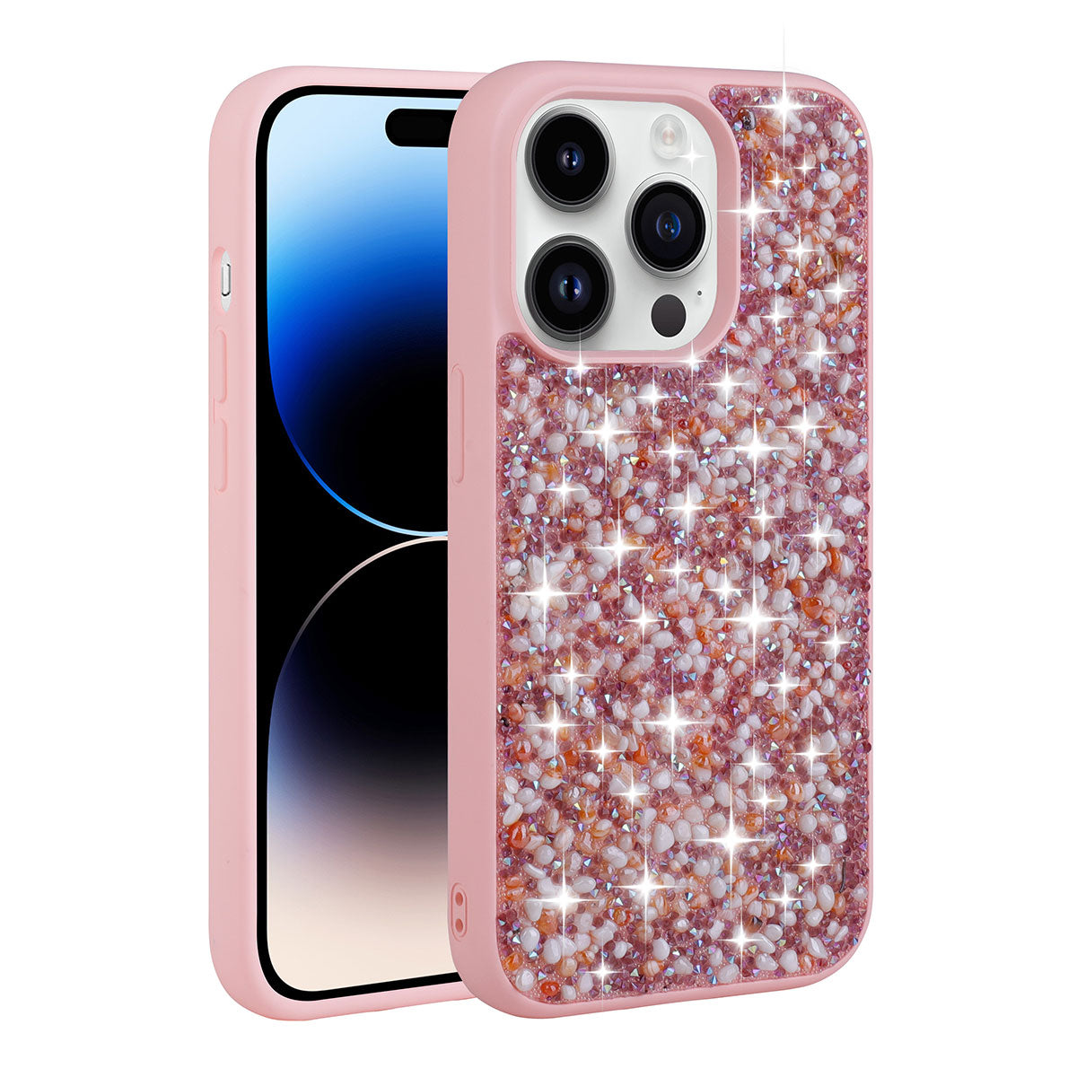 __vg|Pembe|0|8680436698600-01|Apple iPhone 14 Pro Max Kılıf Parlak Taşlı Tasarım Gordonix Linea Kapak