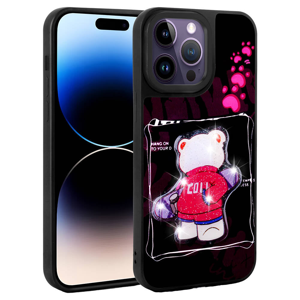 __vg|Siyah|0|8680436758076-01|Apple iPhone 14 Pro Max Kılıf Parlayan Kabartmalı İkonik Figürlü Gordonix Amas Silikon Kapak