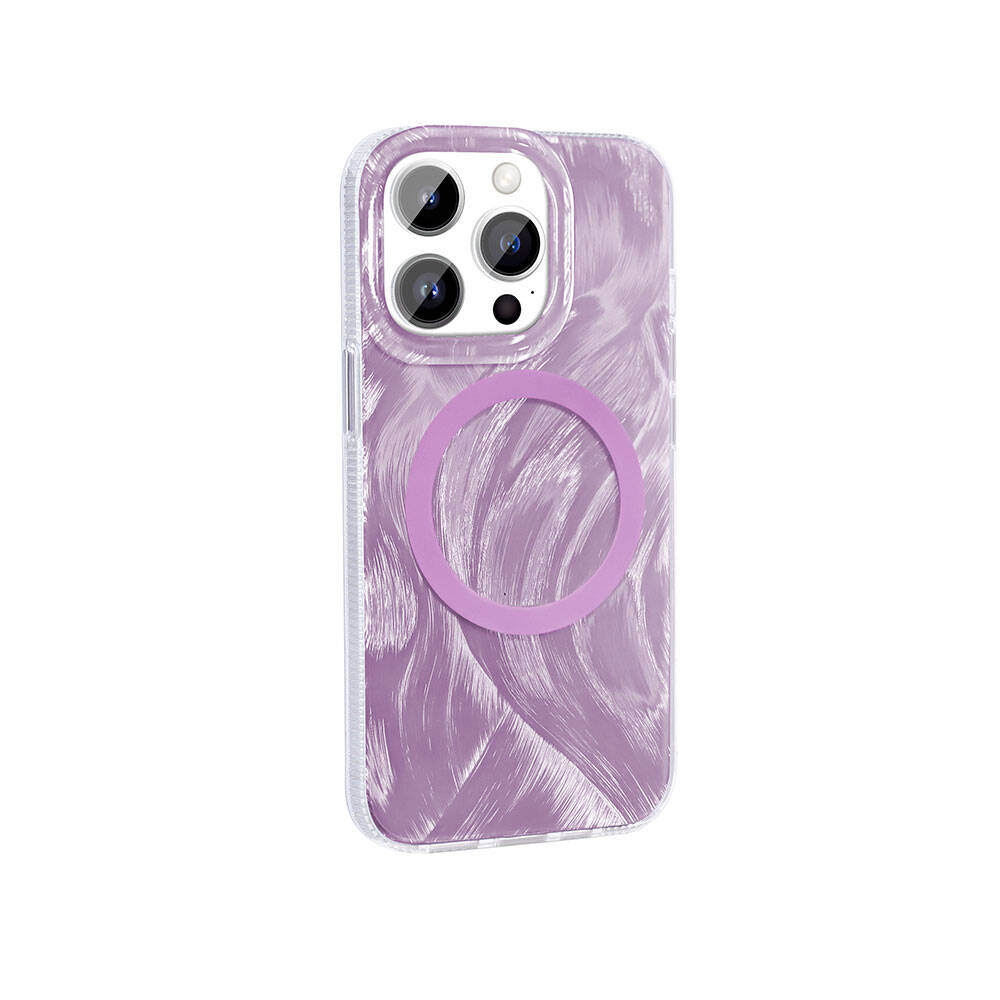__vg|Pembe|0|8680436773321-01|Apple iPhone 14 Pro Max Kılıf MagSafe Şarj Özellikli Fırça Boya Desenli Gordonix Palet Kapak