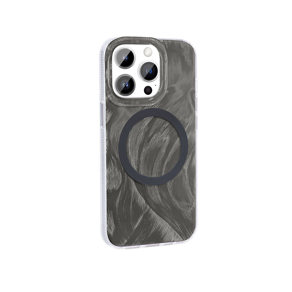 __vg|Gri|0|8680436773345-01|Apple iPhone 14 Pro Max Kılıf MagSafe Şarj Özellikli Fırça Boya Desenli Gordonix Palet Kapak