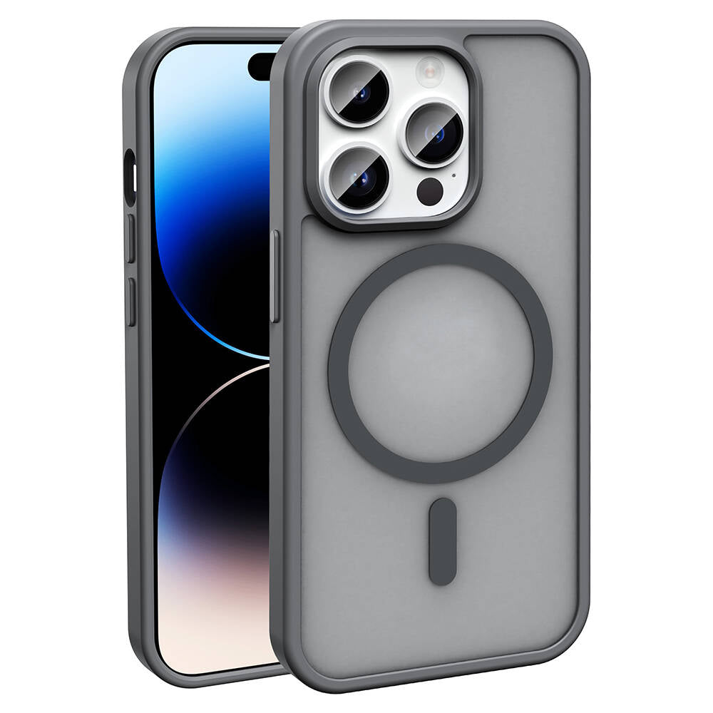 __vg|Gri|0|8680436777381-01|Apple iPhone 14 Pro Max Kılıf MagSafe Şarj Özellikli Mat Arka Yüzey Gordonix Sio Kapak